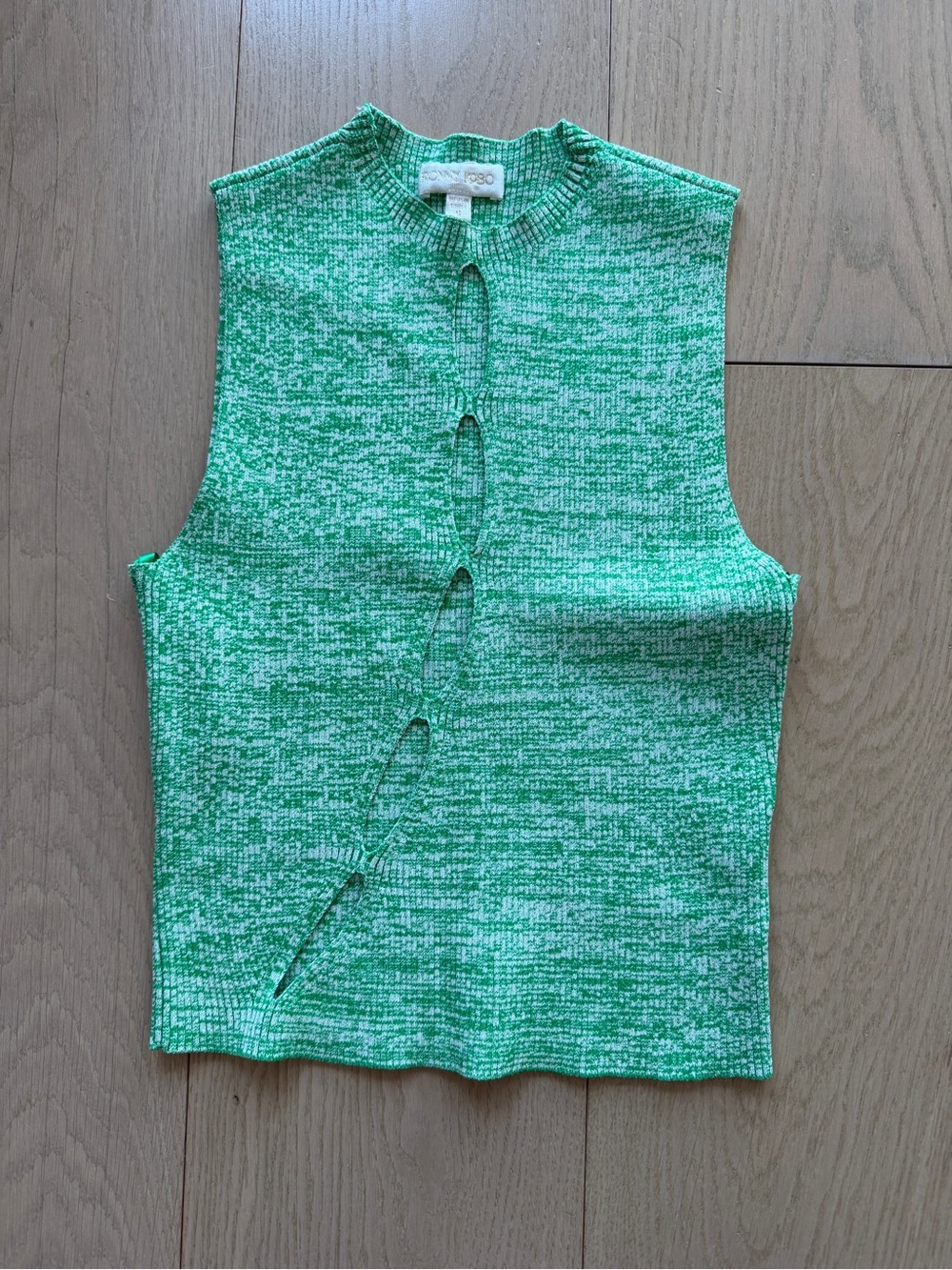Ronny Kobo Collection Green Marled Keyhole Knit Tank